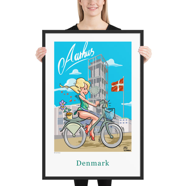 Oneliner Art Print FRAMED - Denmark Århus