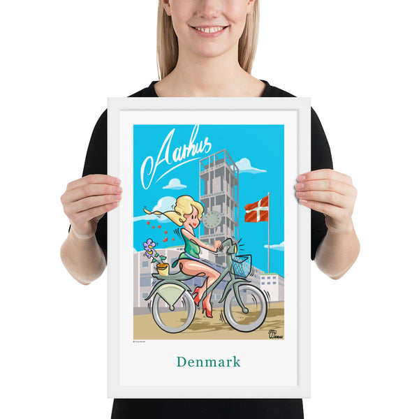 Oneliner Art Print FRAMED - Denmark Århus