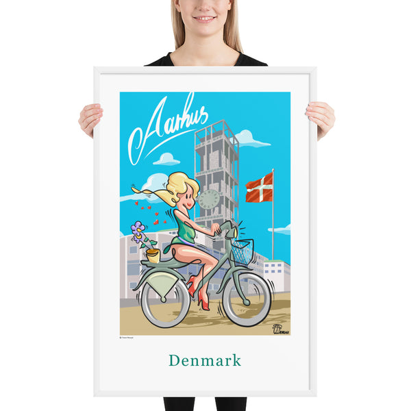 Oneliner Art Print FRAMED - Denmark Århus