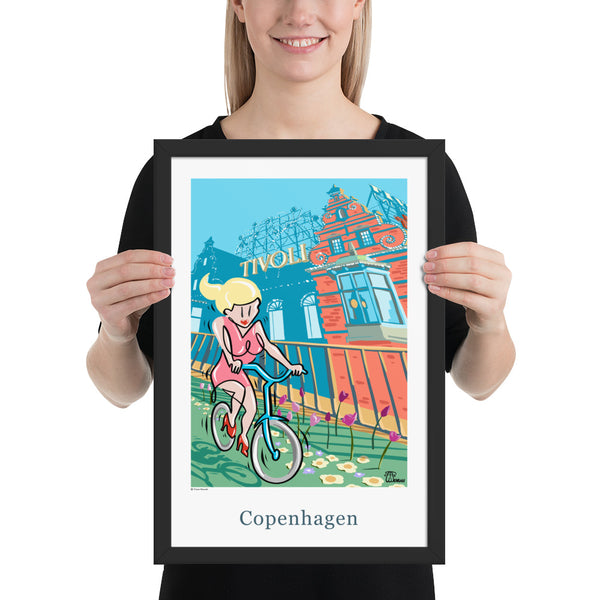 Oneliner Art Print FRAMED - Copenhagen Tivoli
