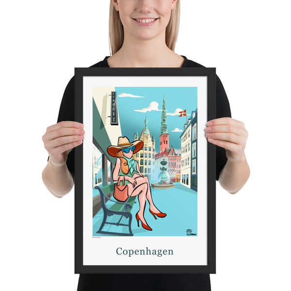 Oneliner Art Print FRAMED - Copenhagen Strøget