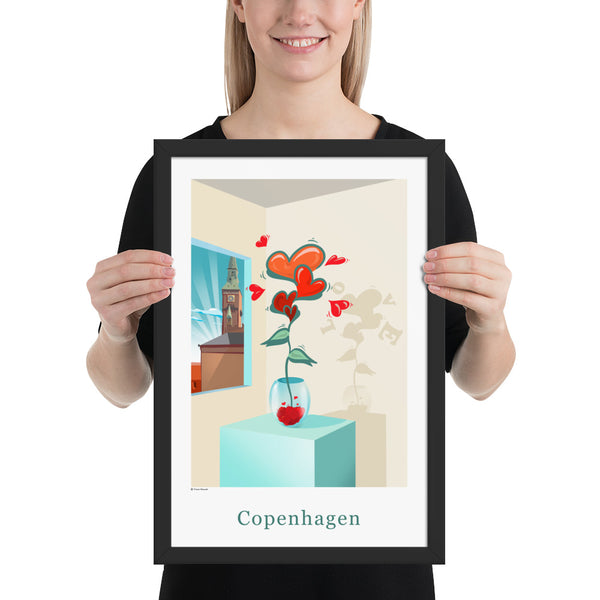 Oneliner Art Print FRAMED - Copenhagen Love Flowers