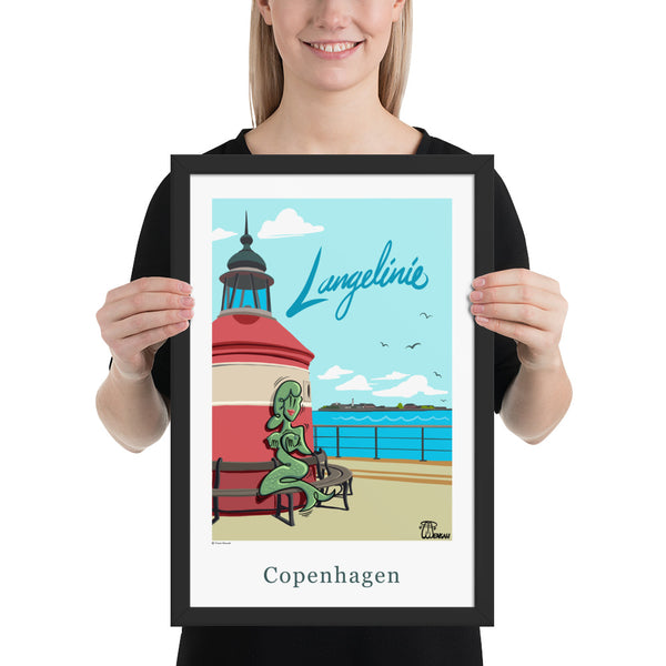 Oneliner Art Print FRAMED - Copenhagen Langelinie