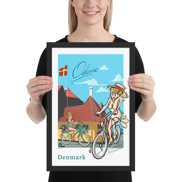 Oneliner Art Print FRAMED - Denmark Odense