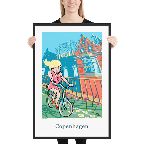 Oneliner Art Print FRAMED - Copenhagen Tivoli