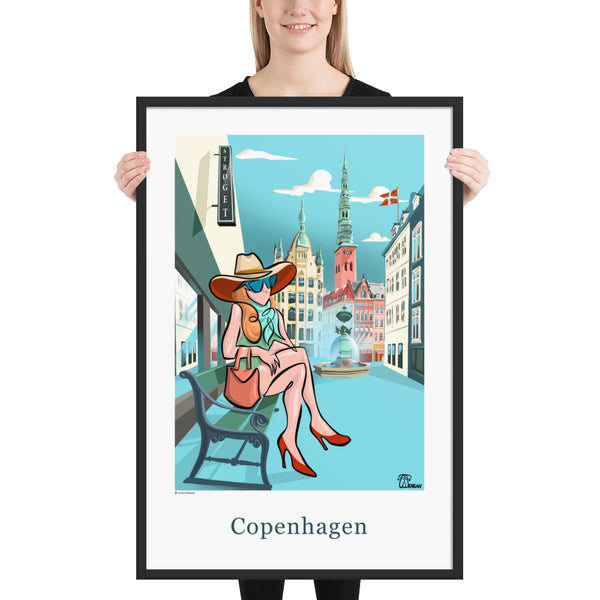 Oneliner Art Print FRAMED - Copenhagen Strøget
