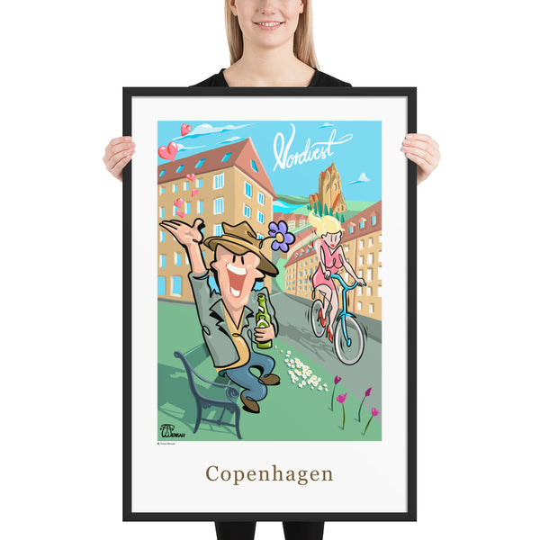 Oneliner Art Print FRAMED - Copenhagen Nordvest