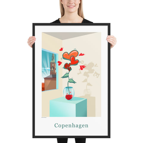 Oneliner Art Print FRAMED - Copenhagen Love Flowers
