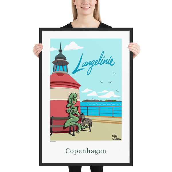 Oneliner Art Print FRAMED - Copenhagen Langelinie