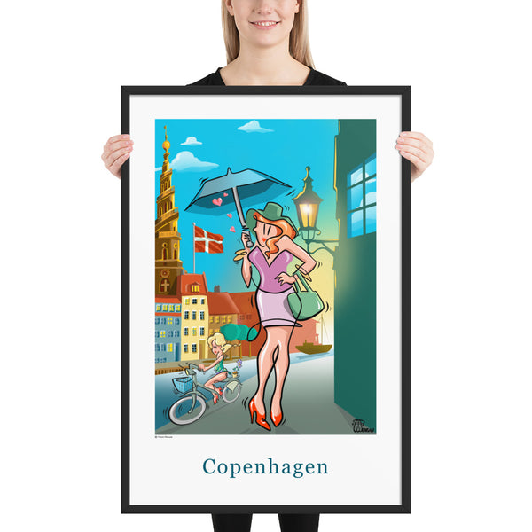 Oneliner Art Print FRAMED - Copenhagen Christianshavn