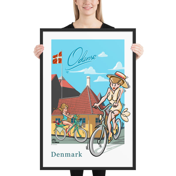 Oneliner Art Print FRAMED - Denmark Odense