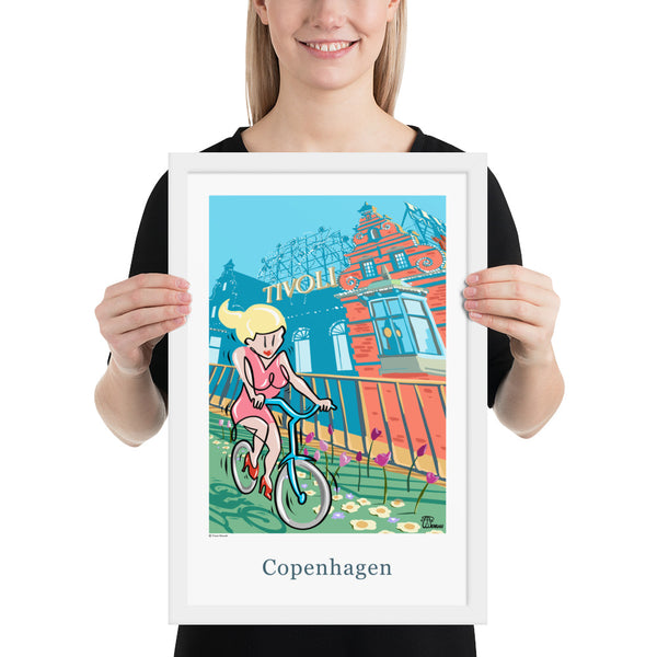 Oneliner Art Print FRAMED - Copenhagen Tivoli