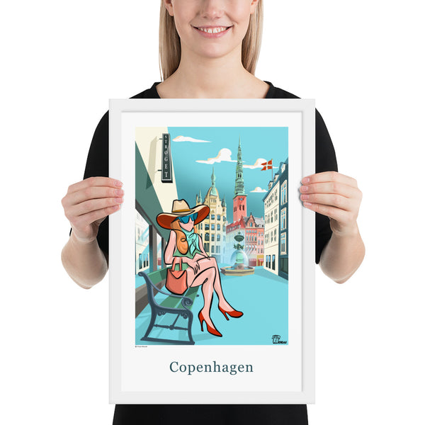 Oneliner Art Print FRAMED - Copenhagen Strøget