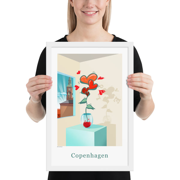 Oneliner Art Print FRAMED - Copenhagen Love Flowers