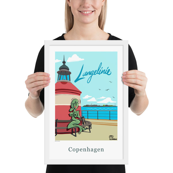 Oneliner Art Print FRAMED - Copenhagen Langelinie