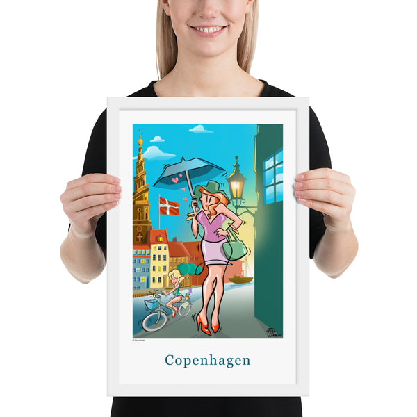 Oneliner Art Print FRAMED - Copenhagen Christianshavn