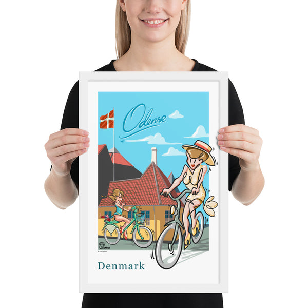 Oneliner Art Print FRAMED - Denmark Odense