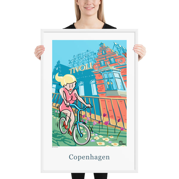 Oneliner Art Print FRAMED - Copenhagen Tivoli