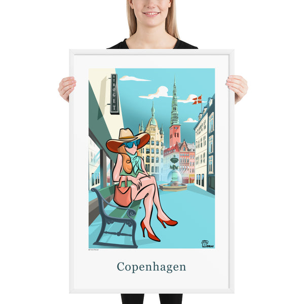 Oneliner Art Print FRAMED - Copenhagen Strøget