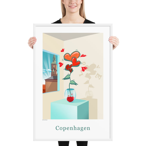 Oneliner Art Print FRAMED - Copenhagen Love Flowers