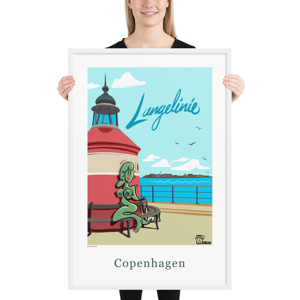 Oneliner Art Print FRAMED - Copenhagen Langelinie