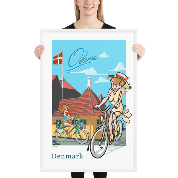 Oneliner Art Print FRAMED - Denmark Odense