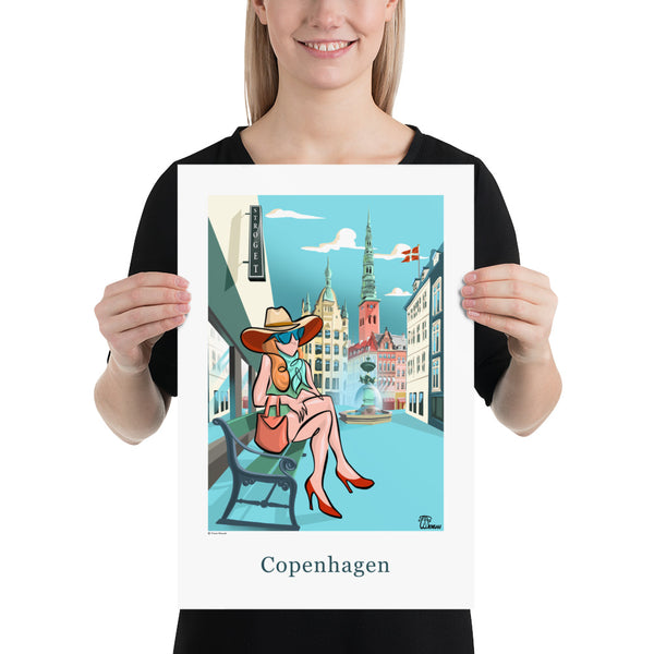 Oneliner Art Print - Copenhagen Strøget