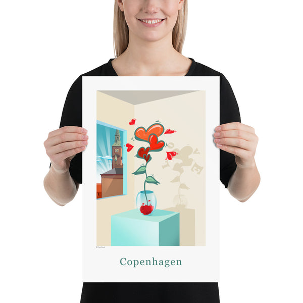 Oneliner Art Print - Copenhagen Love Flowers