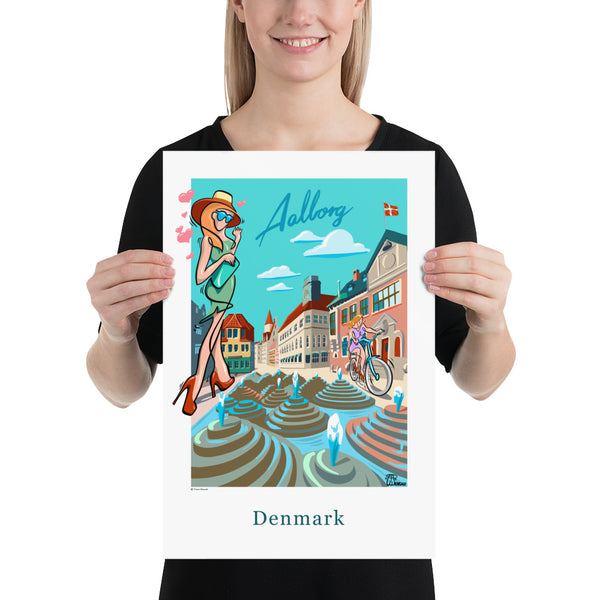 Oneliner Art Print - Denmark Aalborg