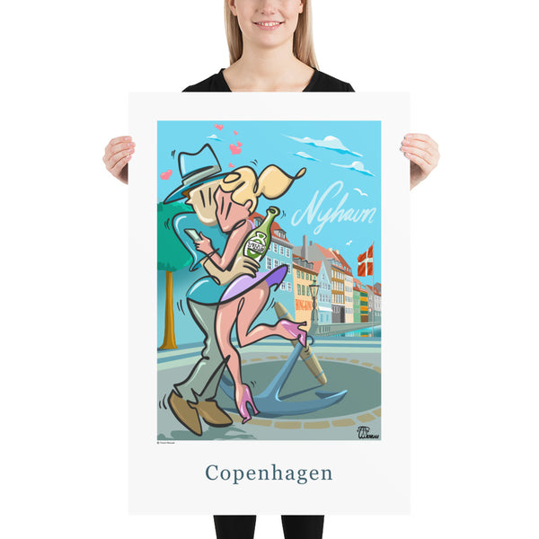 Oneliner Art Print - Copenhagen Nyhavn