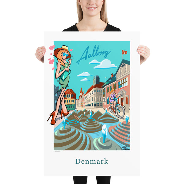 Oneliner Art Print - Denmark Aalborg